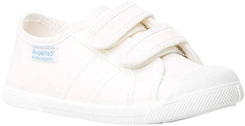 Zapatillas de Lona Para Niños con Puntera Reforzada, Mod.128, Calzado infantil Made In Spain (27, Blanco)