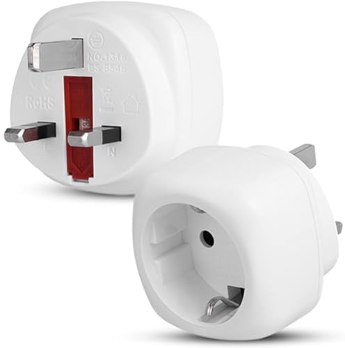 Gadgets Hut UK - 2 x EU to UK Travel Adapter, European 2-Pin to UK 3-Pin Plug Adaptor, Visitors from France, Italy, Spain, Germany to UK (Type G)