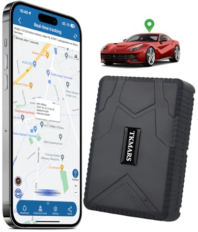 TKMARS GPS Tracker, Auto Fahrzeug GPS Tracking Echtzeit-Tracking GPS Ortung starker Magnet GPS Tracker 10000mah Lange Standby GPS Locator für kostenlose App Web & SMS-Tracking TK915