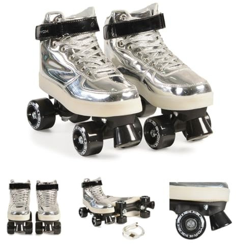 Byox Rollschuhe Silver PVC-Räder Sohle mit Licht Lager 608ZB Verschiedene Größen, Größen:Gr. 37-38