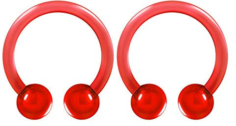 KJM FASHION 2 STK Flexibel Acryl Hufeisen Ohr 1.2 mm 16gauge 8 mm 5/16 Inch 3mm Acryl Kugel Cartilage Lip Septum Helix Ohrringe Piercing Schmuck 3568