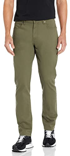 Amazon Essentials Men's 5-Pocket Stretch Twill Pants, Olive, 34W x 30L
