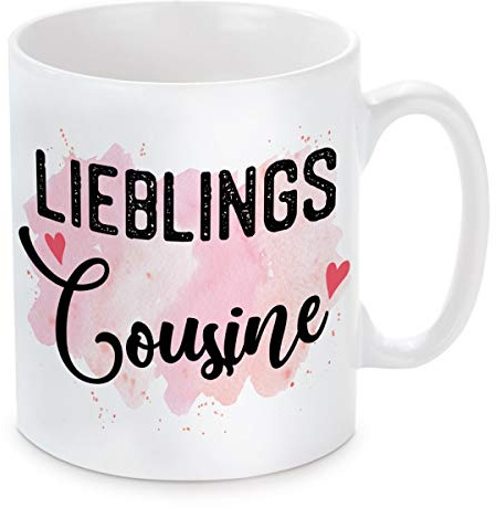 Herzbotschaft Tasse mit Motiv Modell: Lieblings-Cousine