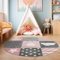 SIMPEX Teppich Rund Kinderzimmer Herz und Stern Design Kurzflor Kinderteppich mädchen Spielteppich Modern Design Babyzimmer Teppiche für Junge und Mädchen Extra Weich und Antiallergen 120 cm Rund