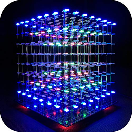 iCubeSmart Kit cubo LED 3D Kit fai da te Cubo luce LED Elettronica fai da te Kit cubo 8x8x8 per Regali creativi Appassionati di elettronica Progettazione di corsi elettronici (3D8S-MULTI)