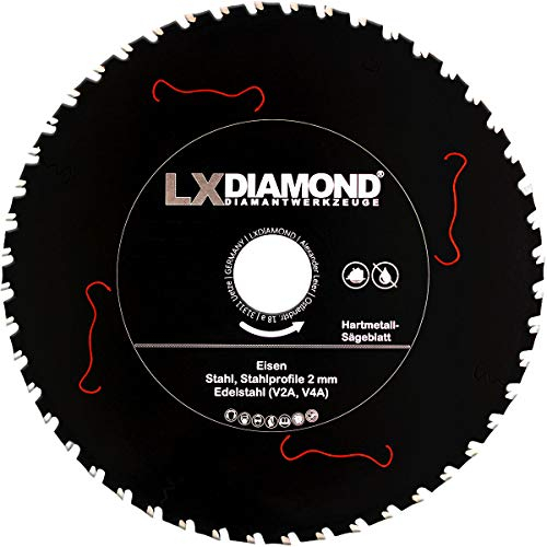 LXDIAMOND Hartmetall Sägeblatt 305mm x 25,4mm Z56 für Eisen Stahl Edelstahl V2A V4A Stahlprofile Bleche Stahl Kreissägeblatt passend für Kappsägen Handkreissägen Metall-Trennsägen Tischsägen 305x25,4