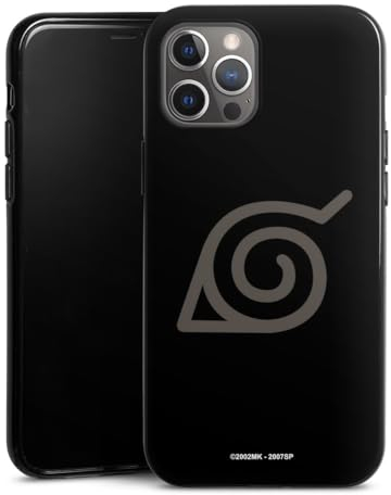 Silikon Hülle kompatibel mit Apple iPhone 12 Pro Max Case schwarz Handyhülle Konoha Logo Naruto Shippuden