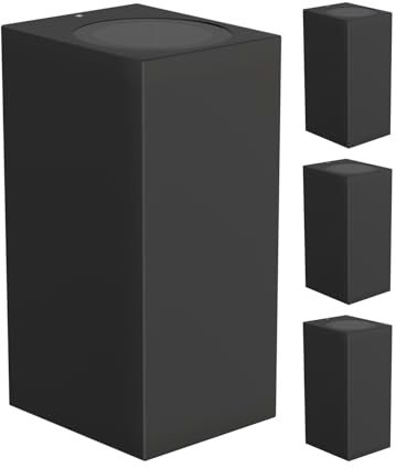ledscom.de 4x Wandleuchte ALSE für außen, IP54, Up-/Downlight, schwarz matt, eckig, 2x GU10 max. 35W