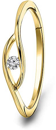 MIORE Solitär Damen Ring | Diamant Ring | echtes 9 Karat (375) Weißgold- Gelbgold | mit echtem Diamant von 0,05 Karat | hautfreundlicher Gold Verlobungsring | nachhaltiger, handgemachter Schmuck