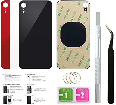 2 Stück Rückglas für iPhone XR Rückabdeckung Glas (6,1 Zoll) mit vorinstalliertem Klebeband und werkzeugen (schwarz)