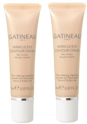 GATINEAU Miracle Eye Contour Cream – 11 ml x 2, Make-up + Hautpflege-Augenaufhellender Concealer, glättet feine Linien, kaschiert Augenringe und Unvollkommenheiten, Vitamin E, Niacinamid und Aloe Vera