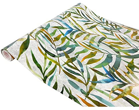 Klebefolie Möbel 67,5x200 cm | Möbelfolie selbstklebend | PVC, wasserfest und zuschneidbar | Klebefolie für Möbel - einfache Renovierung und individuelles Design | Orientalische Blätter Pflanzenmotiv
