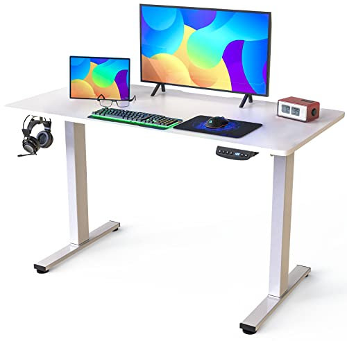 KLIM K120E Standing Desk + Höhenverstellbarer Schreibtisch 120 x 60 cm + Schreibtisch Höhenverstellbar Elektrisch mit Langlebigen Materialien + Einfache Installation + NEU 2024 (Weiß)