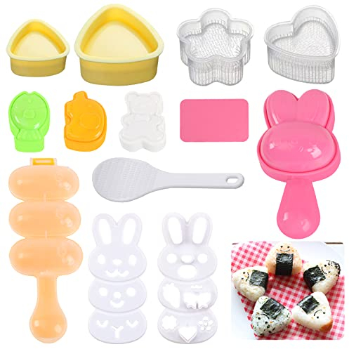12 Stück Reiskugelformen, niedliche Onigiri-Form, DIY-Sushi-Formen, Reiskugelform, Shaker, Sushi-Werkzeug, Tierreis-Dekorationsform, Dreieck-Reisform, Sushi-Reisformen für Kinder,