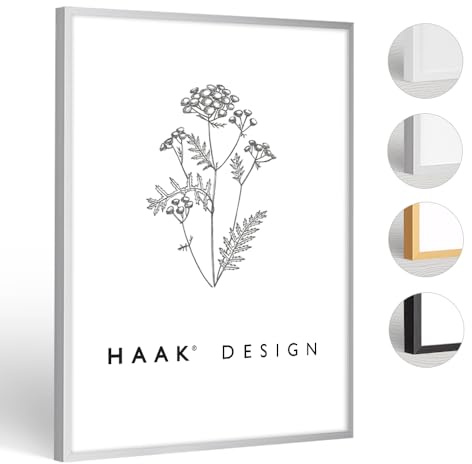 Haak HaakDesign schmaler Bilderrahmen Alena Aluminium Alubilderrahmen 20 x 28 cm Aluminium Natur Fotorahmen, Geschenkidee