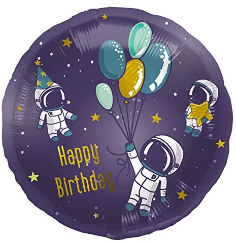 Folat 67914 - Folienballon - Birthday Neon Tropical - 45 cm mit Automatikventil