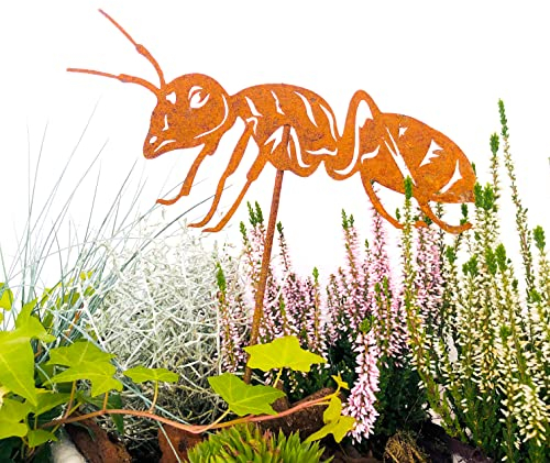Edelrost Insekten Gartenstecker Ameise Handmade Germany, tolle gartendeko aus Rost-Metall, deko rostoptik, Rostfiguren Tiere, rostfiguren Garten, Rostdeko