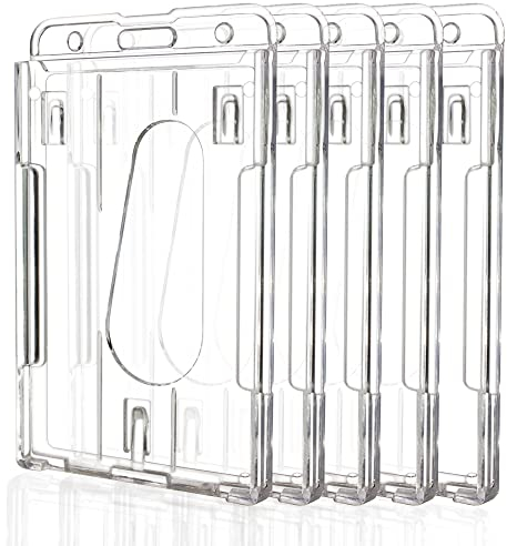 Teskyer 5 Pièces Porte Badge, Rigide, Plastique, Transparent, Pour Bureau, Bus, Pass, Vertical