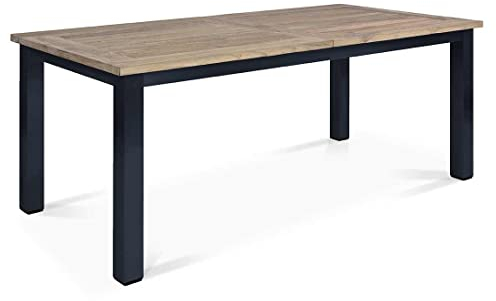 OUTLIV. Atlanta Ausziehtisch 200/260x100 cm mit Gestell aus Edelstahl und Tischplatte aus recyceltem Teakholz, jeder Tisch ist einzigartig, für 10 Personen