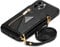 GUVAGI Handyhülle für iPhone 12 Pro/12 Handy hülle mit Band Handykette Case, Leder Cover Klapphülle Reißverschluss Stoßfest Schutzhülle Magnet Aesthetic Mädchen mit Kette Umhängen (Schwarz)