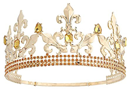 Royal King Krone Herren Metall Prinz Kronen Tiaras Full Round für Weihnachten/Hochzeit/Ball/Festzug/Geburtstagsfeier/Fotografie (Gold Champagner)