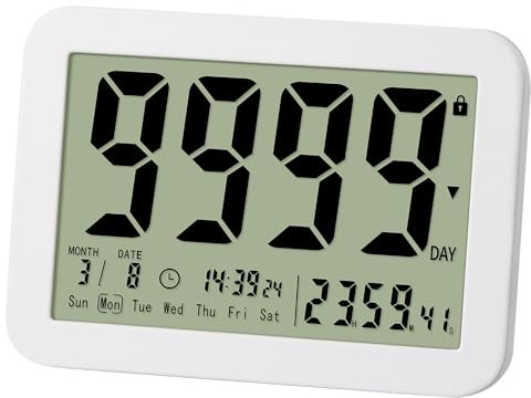 MOSTRUST Digitaler Countdown-Tage-Timer, 9999 Tage, Countdown-Timer mit Ständer, starke magnetische Rückseite, für Ruhestand, Hochzeit, Urlaub, Geburtstag, Prüfung, Labor, Küche, Kochen