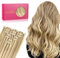 WENNALIFE Nahtlose Clip In Extensions Echthaar, 50cm 7pcs 150g Hellblond Highlights Goldblond Echthaar Extensions Clip Remy Natürliche Seamless PU Clip in Extensions Haarverlängerung Echthaar