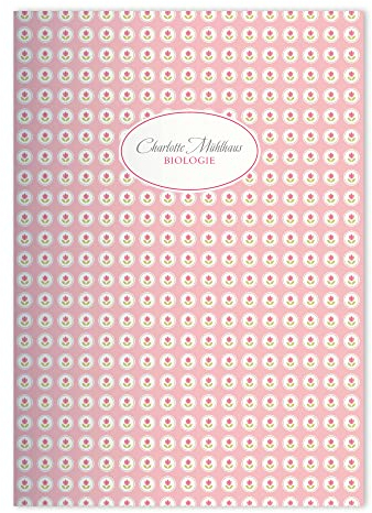 Kartenkaufrausch 16x personalisierte Schöne Vintage Mädchen DIN A4 Schulheft, Schreibhefte mit kleinem Pastell Blumen Muster in Rosa Lineatur 27 (liniertes Heft)