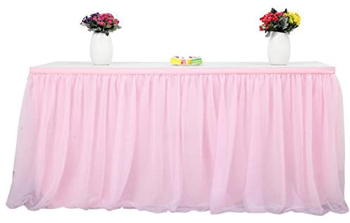 Gonna da tavolo in tulle, lunghezza 275 x altezza 76 cm, per feste, matrimoni, feste di compleanno, decorazione