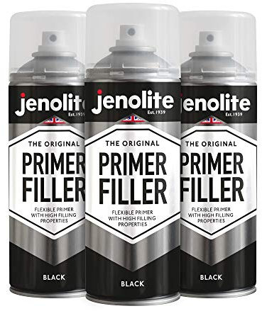 JENOLITE Primer Filler Spray Paint | BLACK | High Fill Multi-Surface Primer Paint | Fills Small Dents & Scratches | Perfect For Car Bodywork, 3D Printer Models & More | 3 x 400ml
