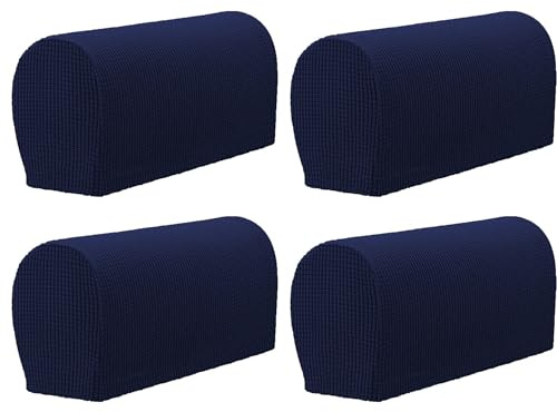GEOCANG Sesselbezug 4er Set Anti-Rutsch Sessel Sofa Armlehnenschutz für Möbelschutz (Navy blau)