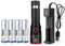 YUUGYD LED 18650 Torch Rechargeable, w/4 Flat top Rechargeable 18650 Battery and USB Charger, Zoomable, Water Resistant, Small Pocket Torch for Camping Hiking Outdoor Cycling