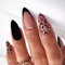 Ceboic 24 Pièces Amande Faux Ongles Court, French Press on Nails Glossy Ongles à Coller avec Autocollants Adhesif, Stiletto Almond Faux Ongles pour Femme et Fille (Leopard Print)