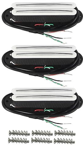 FLEOR Keramische Hot-Rail-Einzelspulengröße Humbucker-Tonabnehmer-Set Hals-/Mittel-/Steg-Tonabnehmer für E-Gitarre im ST -Stil, Weiß