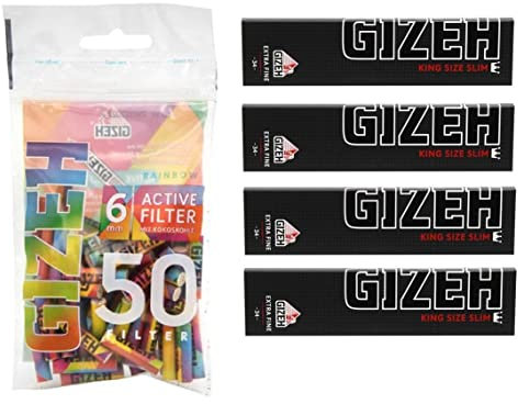 RAINBOW Active Filter Slim ø 6mm 50er + 4 Extra Fine King Size Slim Papier