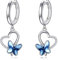 Schmetterling Ohrringe Damen 925 Sterling Silber Leverback Herz Ohrringe Dangle und Tropfen mit Kristall aus Österreich Geburtstags Schmuck Geschenke für Frauen Mädchen Frau Tochter Freundin