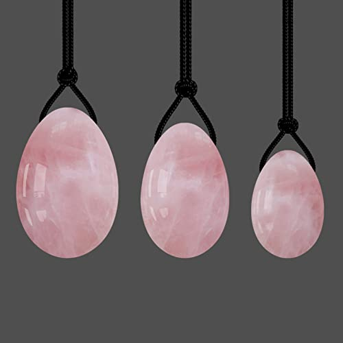 AOHRO Cristal Natural en Bruto Juego de Huevos Yoni de Cuarzo Rosa, Huevos de Jade Naturales Perforados, Bolas de Kegel de Amatista, Huevo de Masaje, Huevo de Cristal Yoni de obsidiana, Huevos C