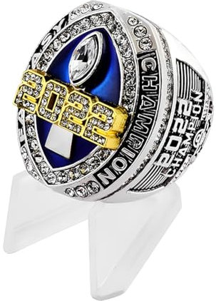 MCBEAN 2022 Fantasy-Football-Champion-Ring, schwere FFL-Meisterschaftsringe, Nachbildung mit Holzbox, Beste Rugby-Geschenke für Männer, Vater, Alumni, Freunde, Fans,Size10#