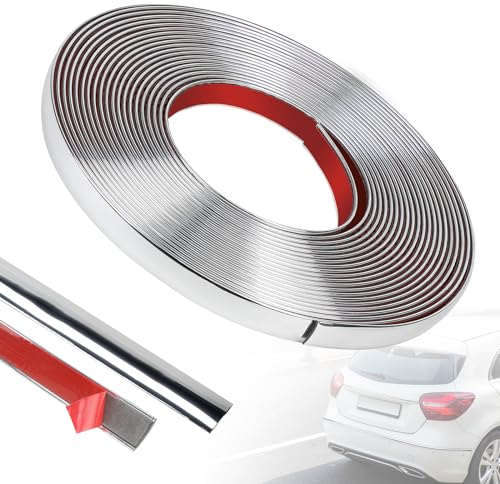 EFUTURETIME Zierleisten Chromleiste Selbstklebend Auto, 10mm X 8m, Dekorative Leiste Universal, Stuckleisten Wand für Auto, Spiegel, Wand, Tür, Möbel, Glanz Silber