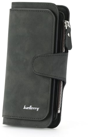 RNIEGA Geldbörse Damen, weiche vegane Geldbeutel Damen aus PU-Leder mit Münzreißverschluss, Lange dreifach gefaltete Portemonnaie Damen mit Mehreren Kartenfächern und geräumigem Fach