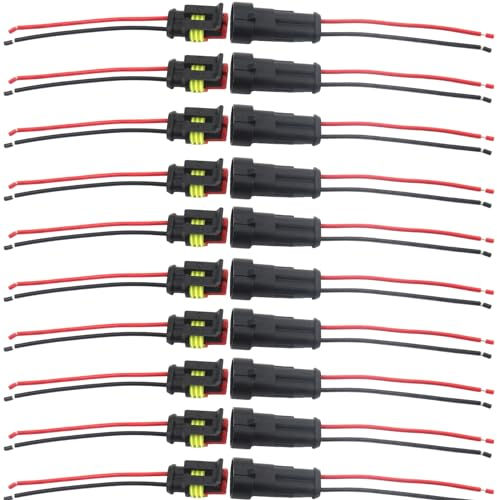 CYIOU 10 Set Steckverbinder 2 Polig Wasserdicht kfz Stecker Mit Linie Kabel Steckverbinder für Motorrädern Computern Elektrogeräten und Automobilen Verwendet