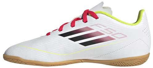 adidas Unisex Kids F50 Club Football Indoor Boots, FTWR White/core Black/Solar Yellow, 5 UK
