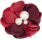 CRASPIRE Broche Fleur en Tissu Rouge avec Cristal avec Perle D'Imitation et Zircone Cubique Robe Décorative Broche Florale en Tissu pour Femme Mariage Banquet de Mariée Soirée Dansante Accessoire