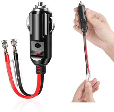 12v Car Cigarette Lighter Male Plug, Power Plug Male to Bullet Female Terminal Replacement 1 PCS 5.9inch Lead Cable Adapter with LED Indicator, 15a Fuse Protection for Various Auto Dc 12v/24v Devices.
