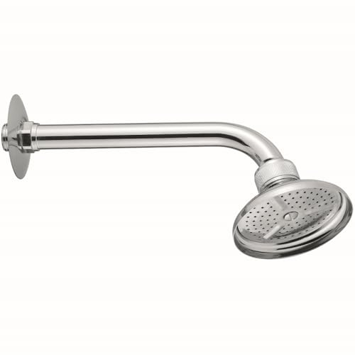 Schläfer 13313320 | Soffione Doccia con Braccio a 1 Getto, Tubo Doccia G 1/2 x 30cm, Soffione a Pioggia Ø 82mm con Snodo Regolabile Universale G 1/2, Finitura Ottone Cromato