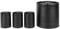 Russell Hobbs Ribbed 4-Piece Round Countertop Set – Set of 3 Kitchen Storage Canisters & Bread Bin, Tea, Coffee and Sugar, Durable Steel, Pull Top Lids, Easy to Clean, Ribbed Design, Black