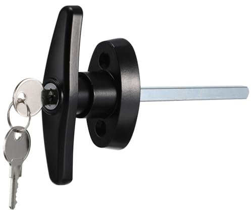 BELLIFFY Black T-Handle Lock Kit for Shed - Gate Barn Garage Door Heavy Duty Shed Door Locking Handle and Hardware Kit Secure Your Shed with Durable Garage Door Lock