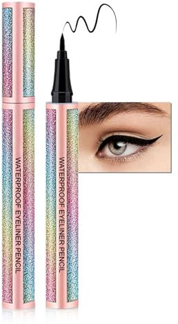 Eyeliner Wasserfest, Schwarz Flüssiger Eyeliner Langanhaltend & Wischfest, Pigmentiert Black Eyeliner Stift, Schnell Trocknend Korean Make Up Liquid Liner für Augen Make Up