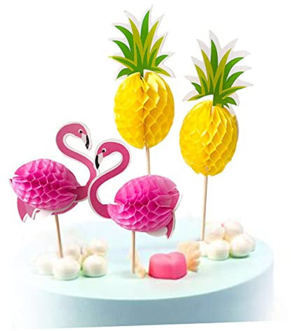 PLAFOPE Palillos Para Tarta Pineale 20 Piezas De Flamenco Y Piña Para Decorar Tartas De Cumpleaños.