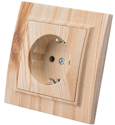 Versenkte Wandsteckdose,Wandsteckdosen-Set,Innen wandsteckdose,250V AC 16A,Weiß woodgrain geerdete Steckdose,Wandsteckdose